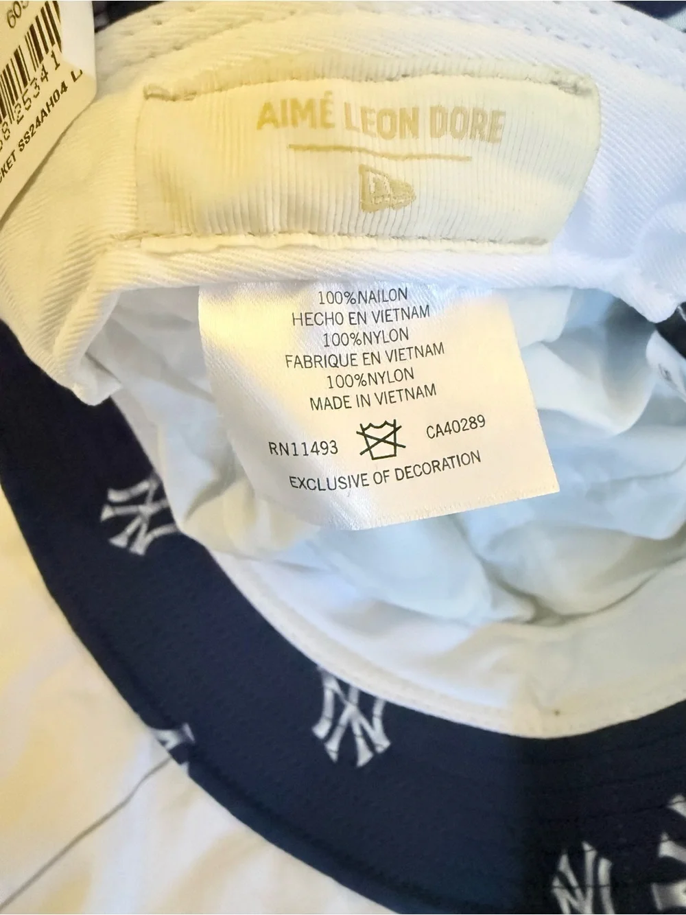 Aime Leon Dore ALD New York Yankees Bucket Hat Navy Crusher Allover Logo Sz L/XL